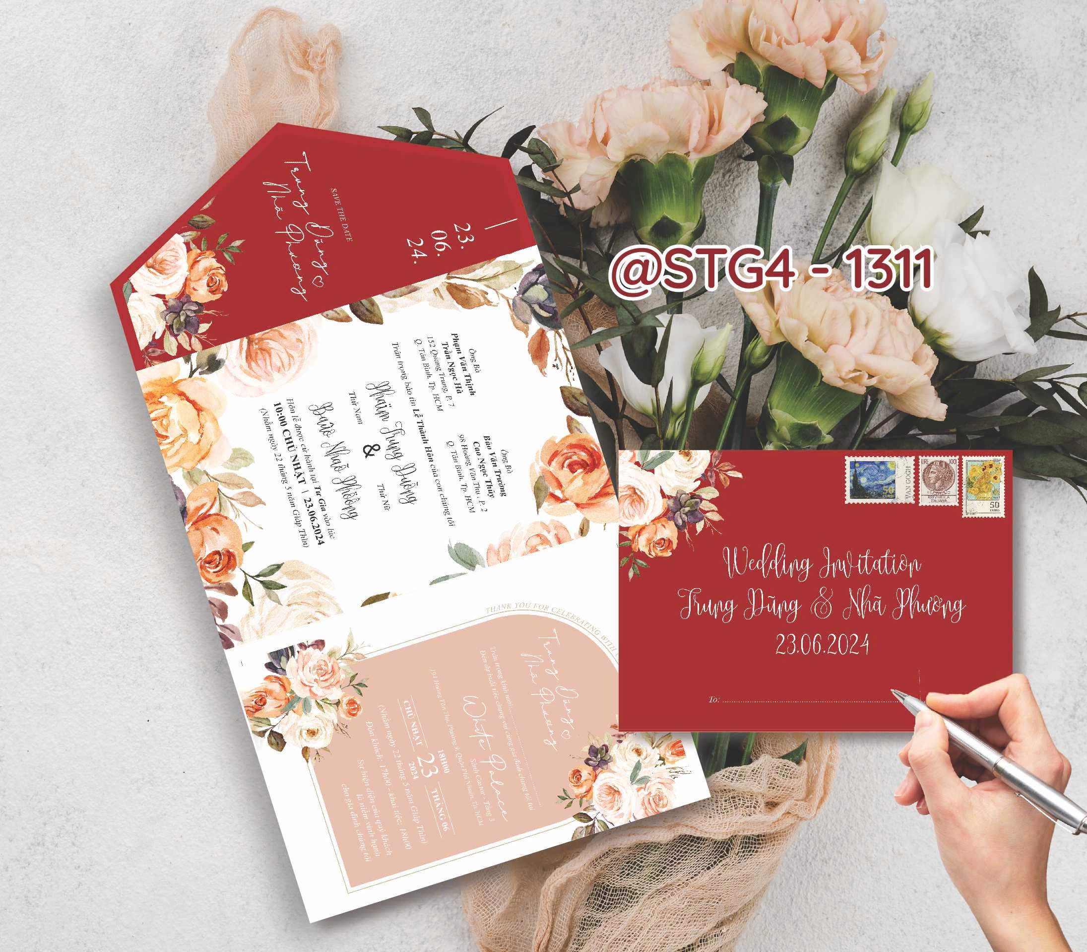 Thiệp thế kế ST gấp 4 thành phong bì