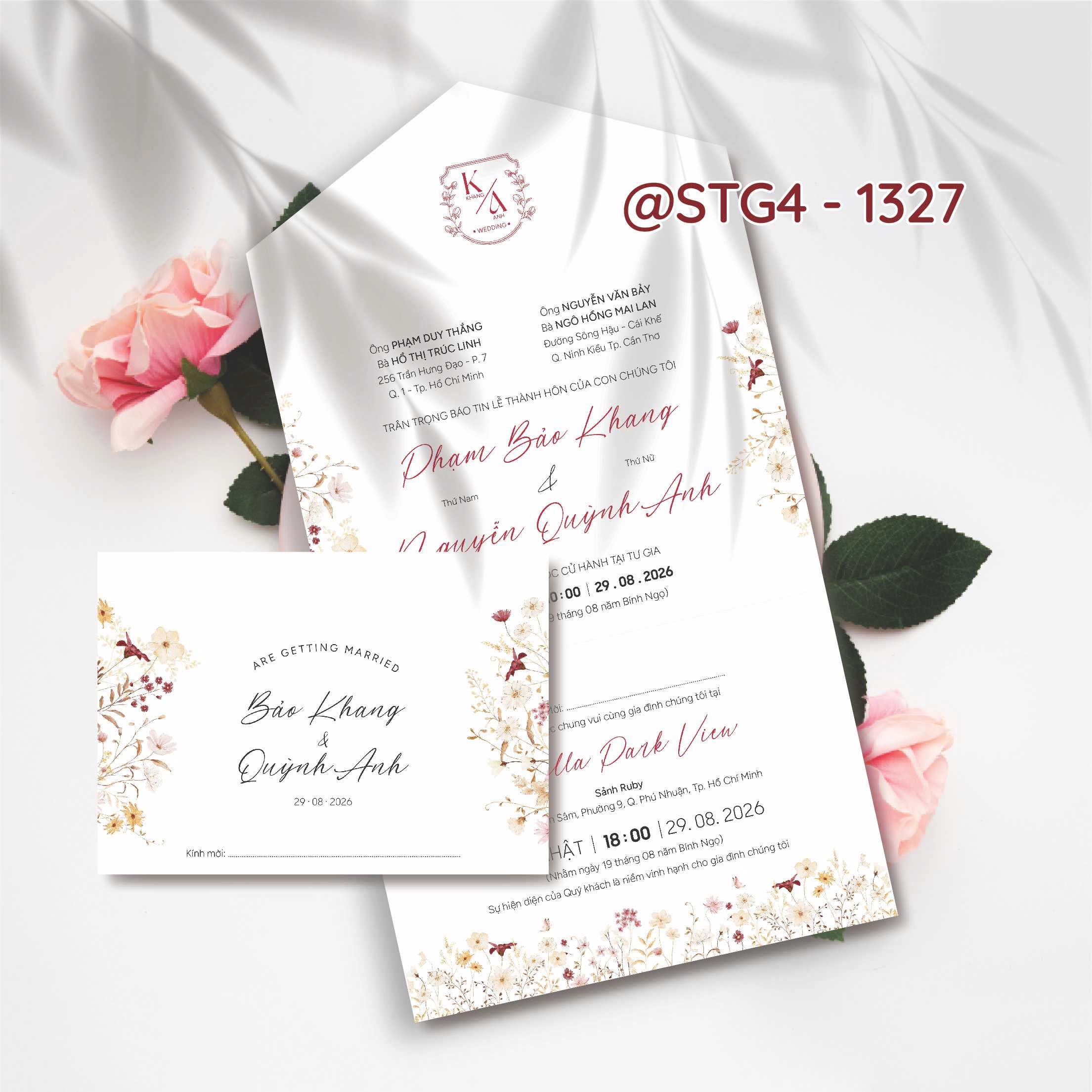 Thiệp thế kế ST gấp 4 thành phong bì
