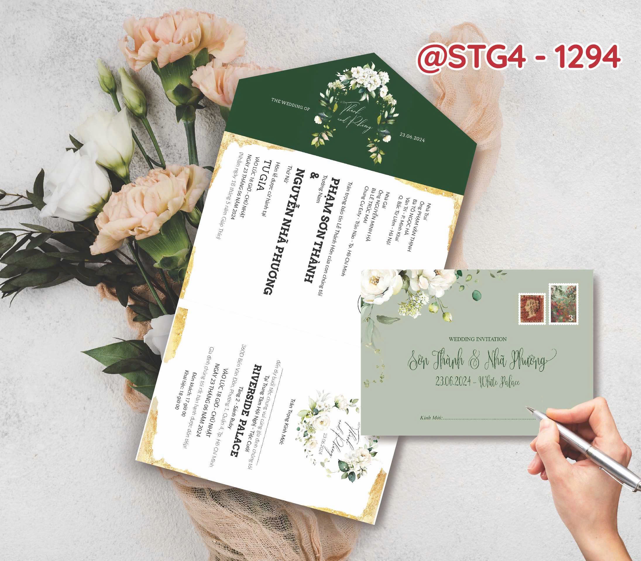 Thiệp thế kế ST gấp 4 thành phong bì