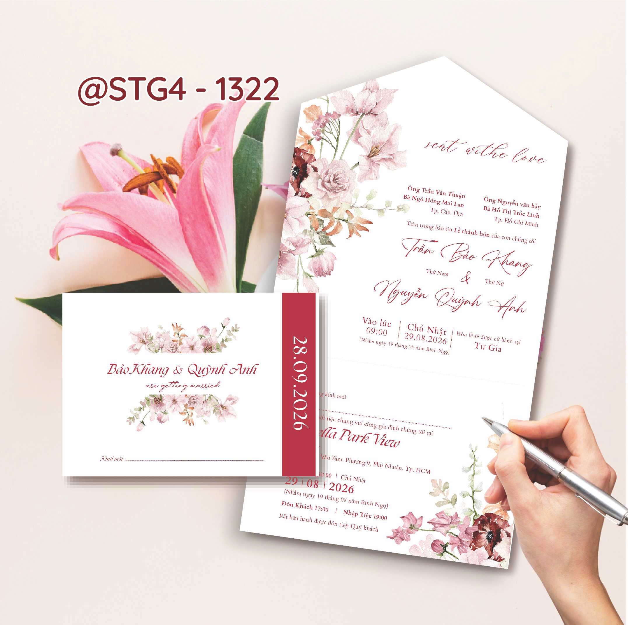Thiệp thế kế ST gấp 4 thành phong bì