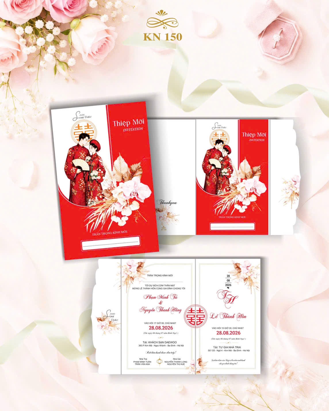 Mẫu thiệp cưới KN gấp 3 2026