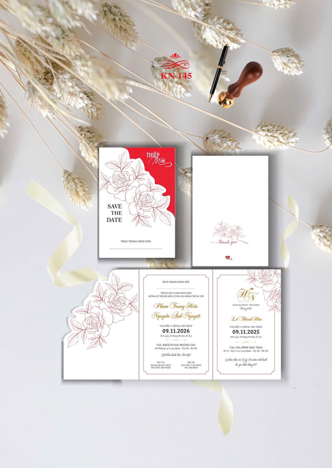 Mẫu thiệp cưới KN gấp 3 2026